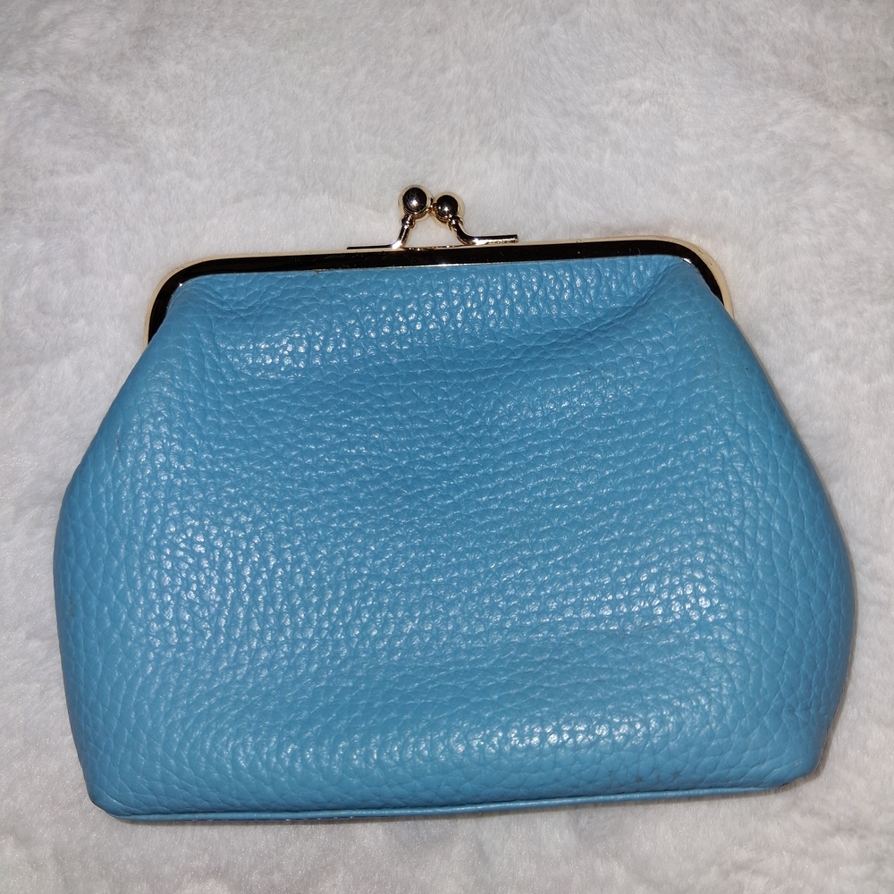 Dooney & Bourke Sky Blue Leather Coin Purse With Card Slots - Picture 3 of 3